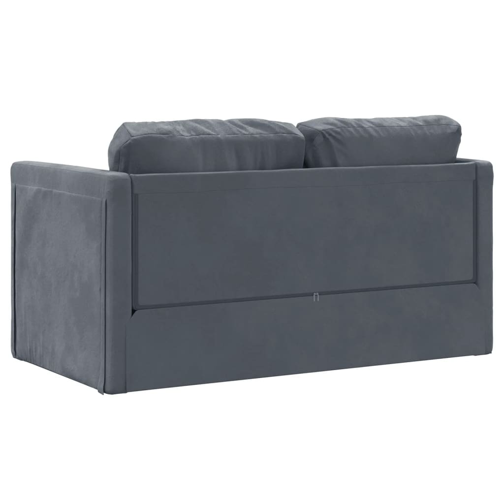 Canapé de sol avec fonction couchage gris foncé 122x204x55 cm velours