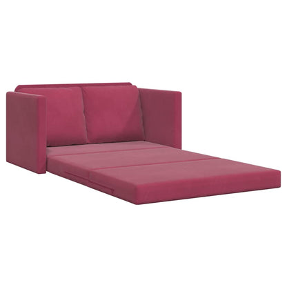 Bodensofa mit Schlaffunktion Weinrot 122x204x55 cm Samt