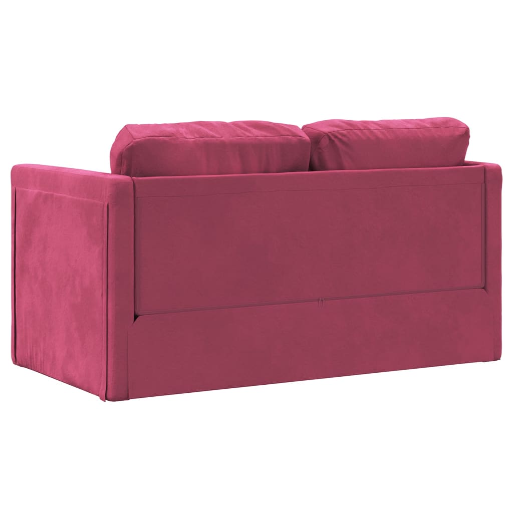 Canapé de sol avec fonction couchage bordeaux 122x204x55 cm velours