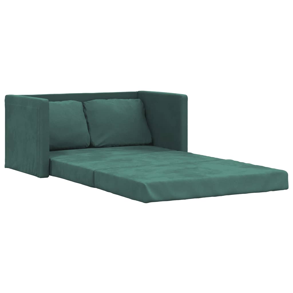 Canapé de sol avec fonction couchage vert foncé 122x204x55 cm velours