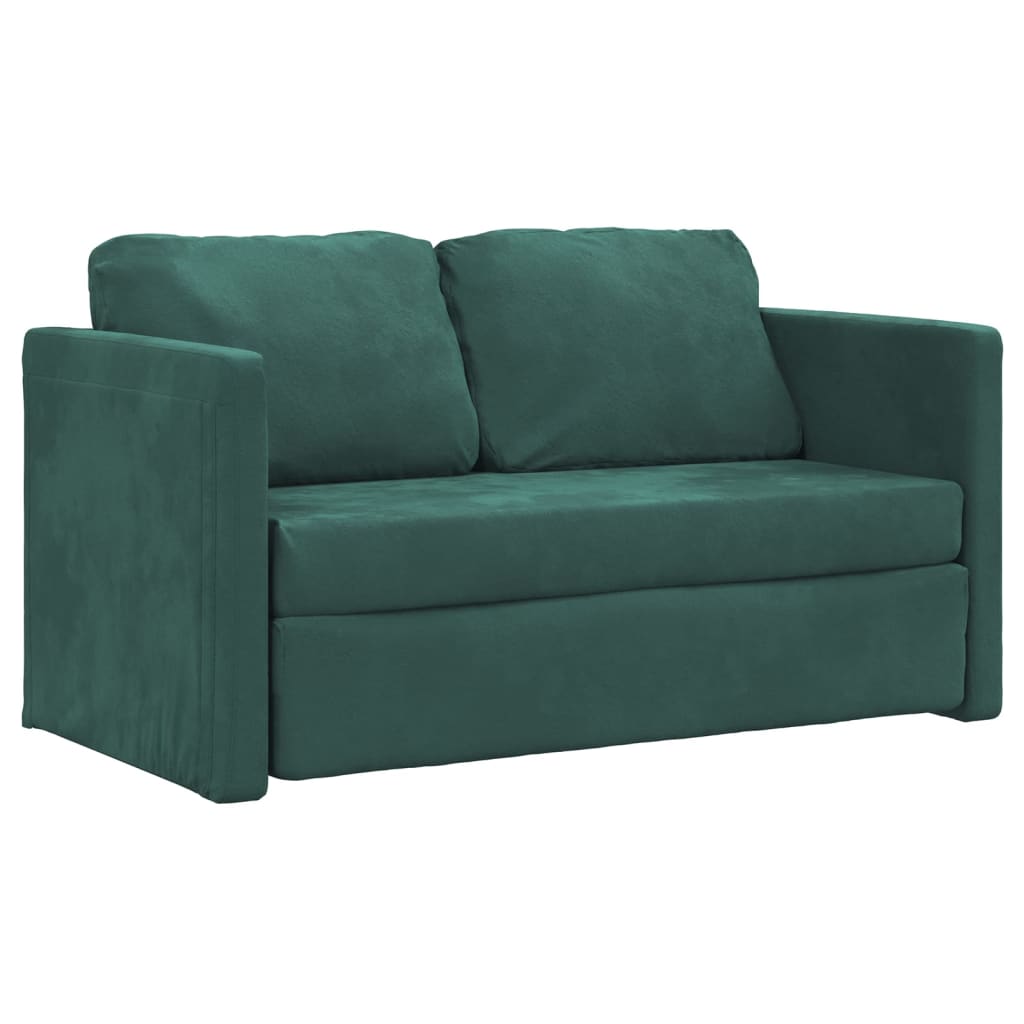 Canapé de sol avec fonction couchage vert foncé 122x204x55 cm velours