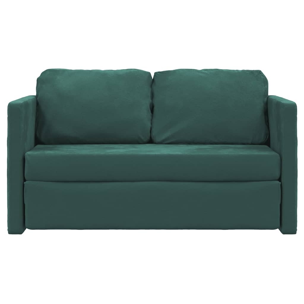 Canapé de sol avec fonction couchage vert foncé 122x204x55 cm velours