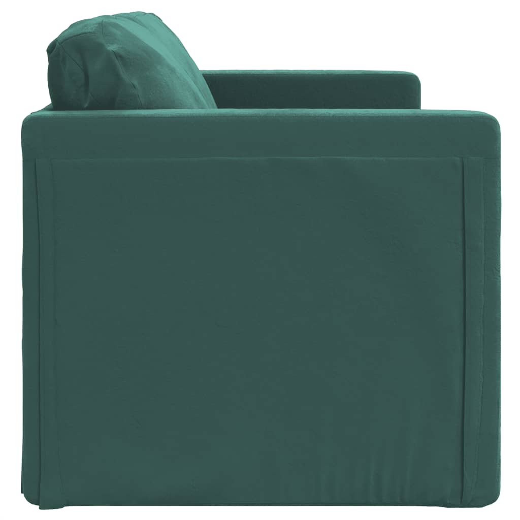 Canapé de sol avec fonction couchage vert foncé 122x204x55 cm velours