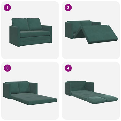 Bodensofa mit Schlaffunktion Dunkelgrün 122x204x55 cm Samt