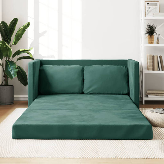 Canapé de sol avec fonction couchage vert foncé 122x204x55 cm velours