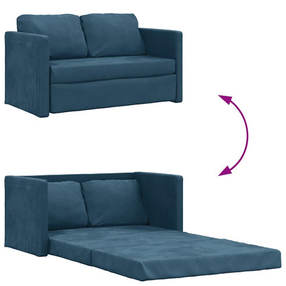 Bodensofa mit Schlaffunktion Blau 122x204x55 cm Samt