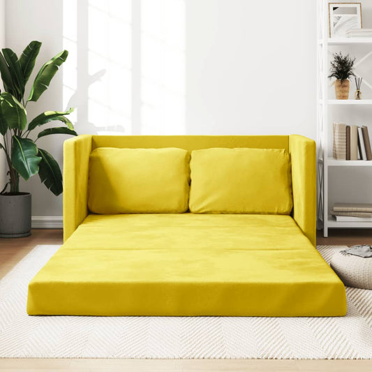 Canapé de sol avec fonction couchage jaune foncé 122x204x55 cm velours