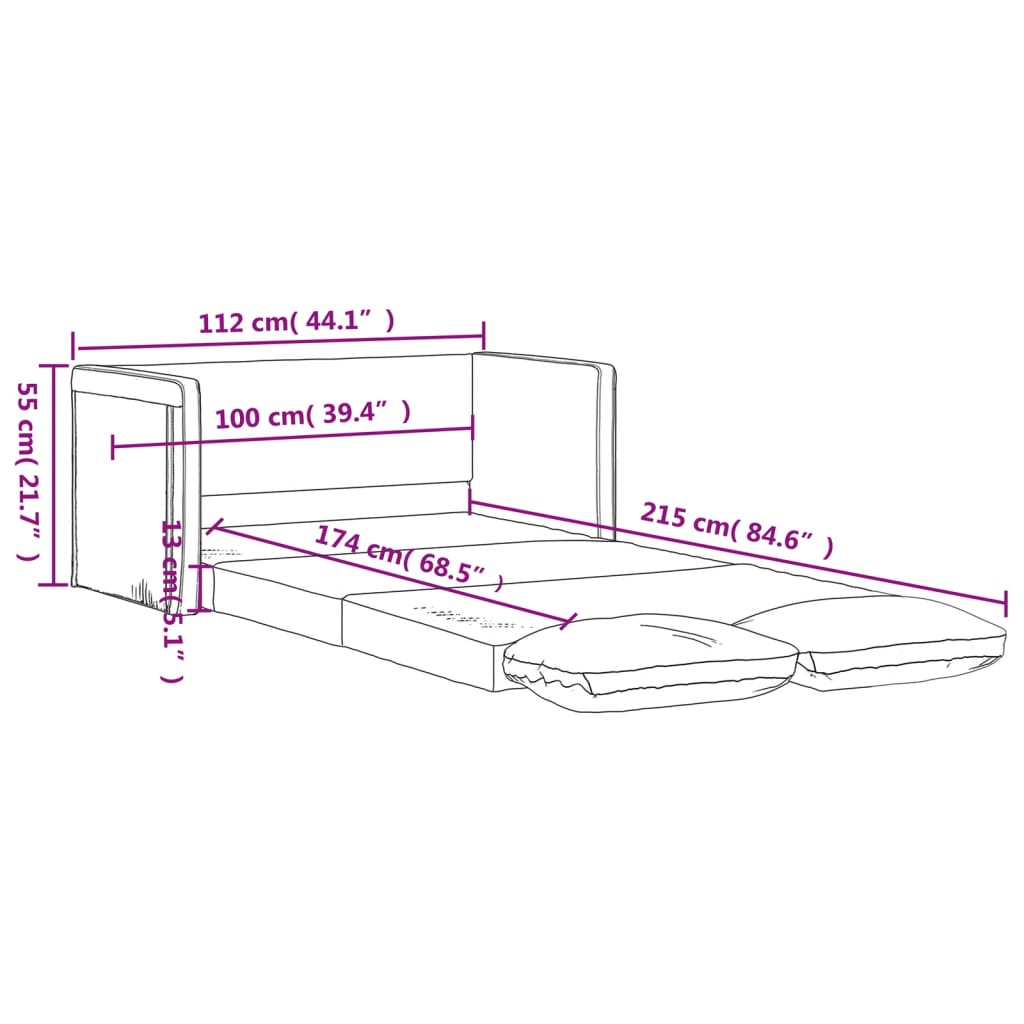 Bodensofa mit Schlaffunktion Dunkelgrau 112x174x55 cm Stoff