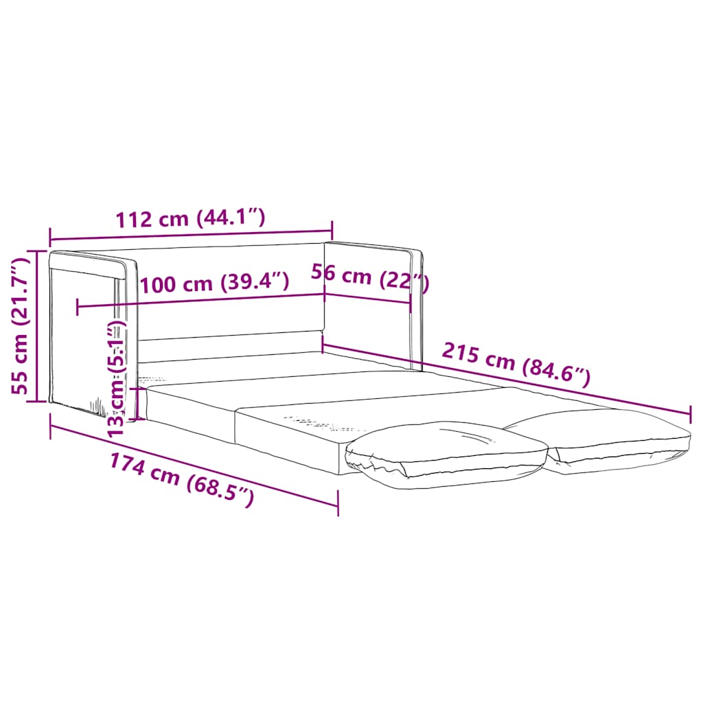 Bodensofa mit Schlaffunktion Schwarz 112x174x55 cm Stoff