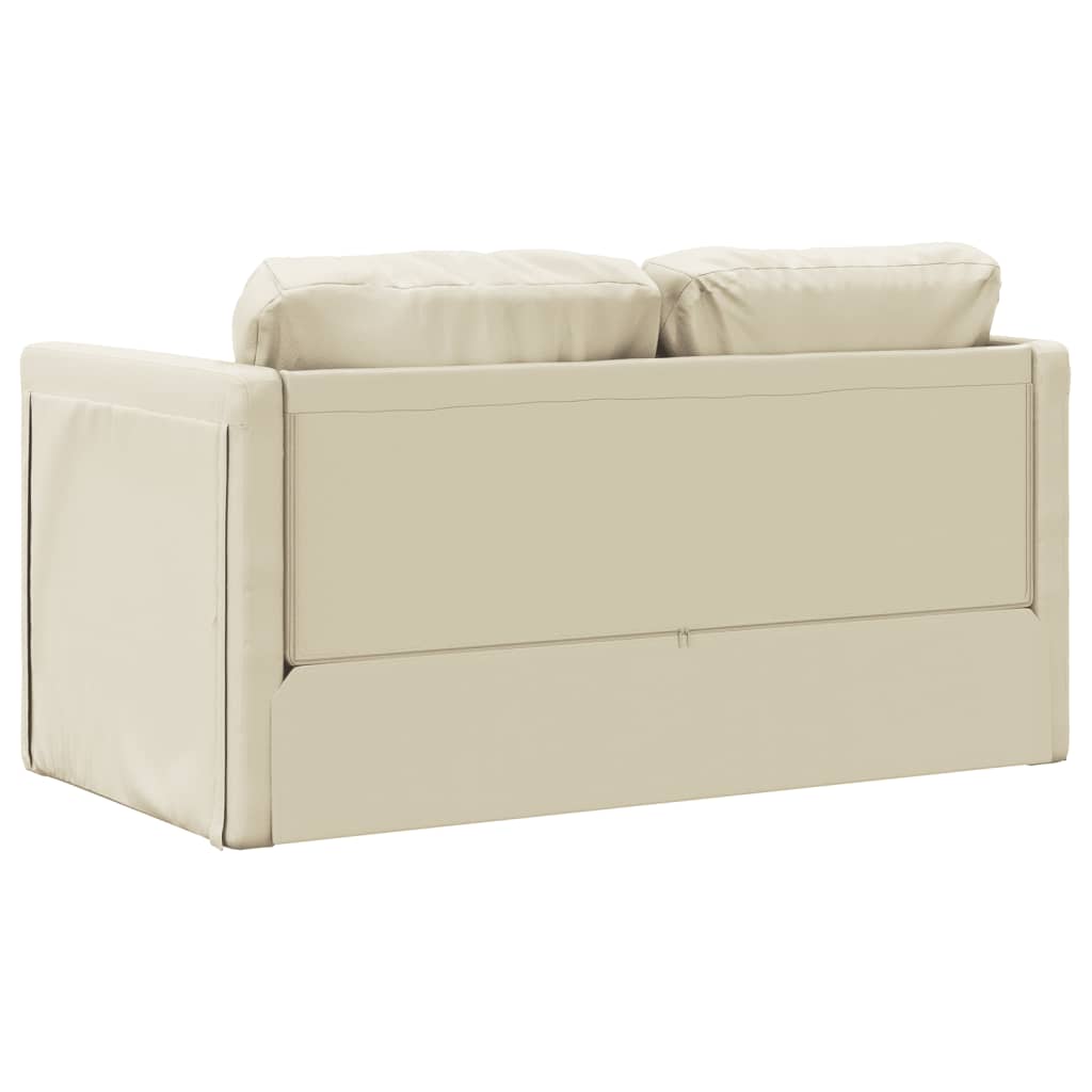 Bodensofa mit Schlaffunktion Creme 112x174x55 cm Kunstleder