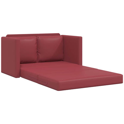 Bodensofa mit Schlaffunktion Weinrot 112x174x55 cm Kunstleder