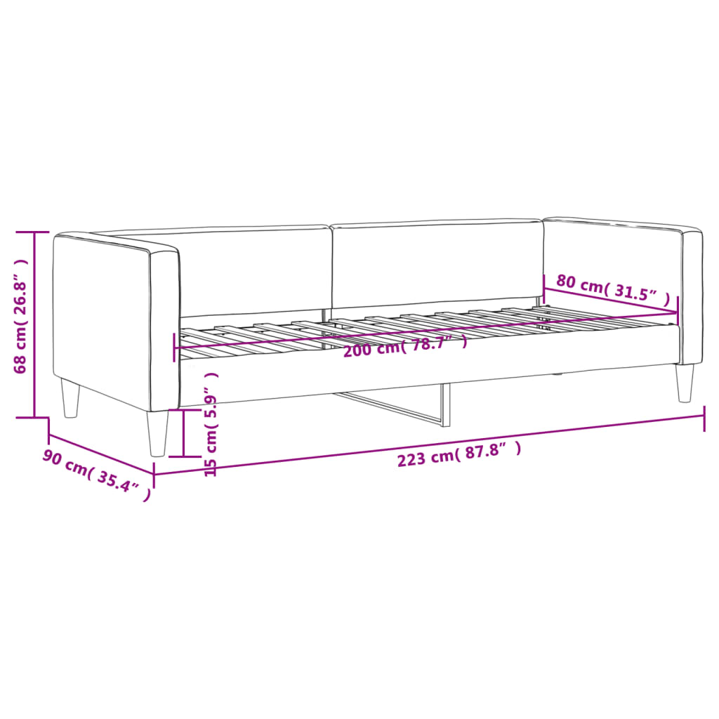 Tagesbett Dunkelgrau 80x200 cm Stoff