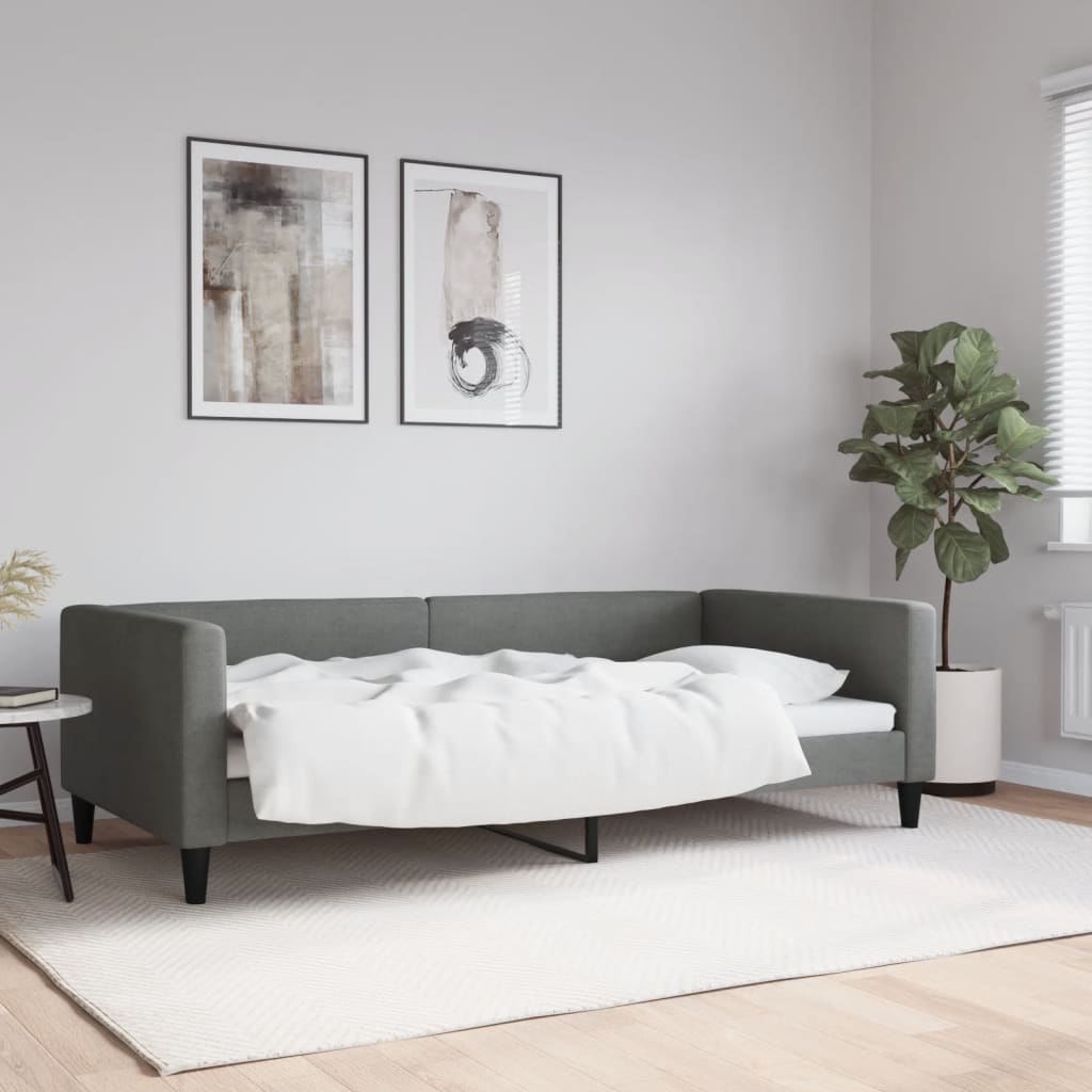 Tagesbett Dunkelgrau 100x200 cm Stoff