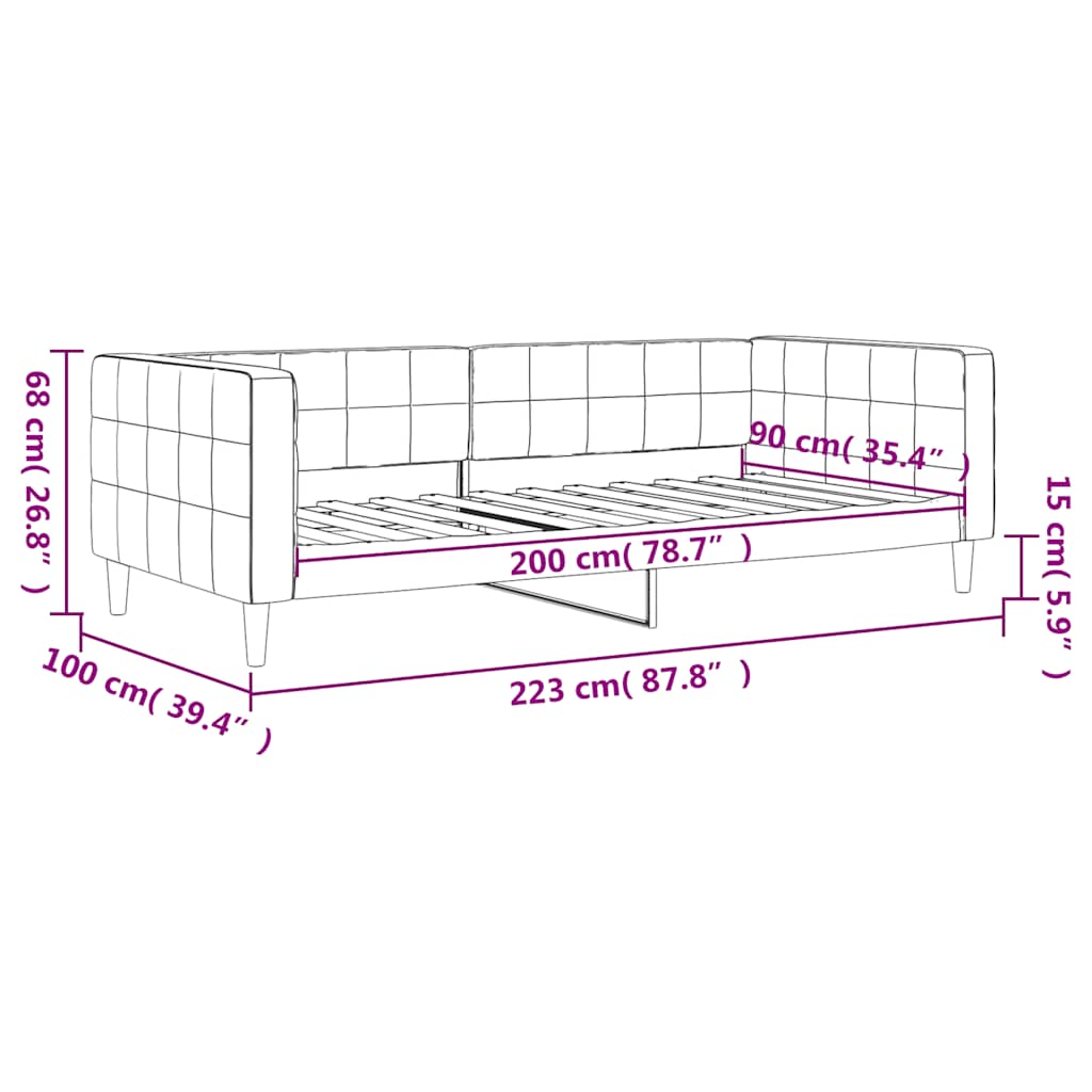 Tagesbett Blau 90x200 cm Samt