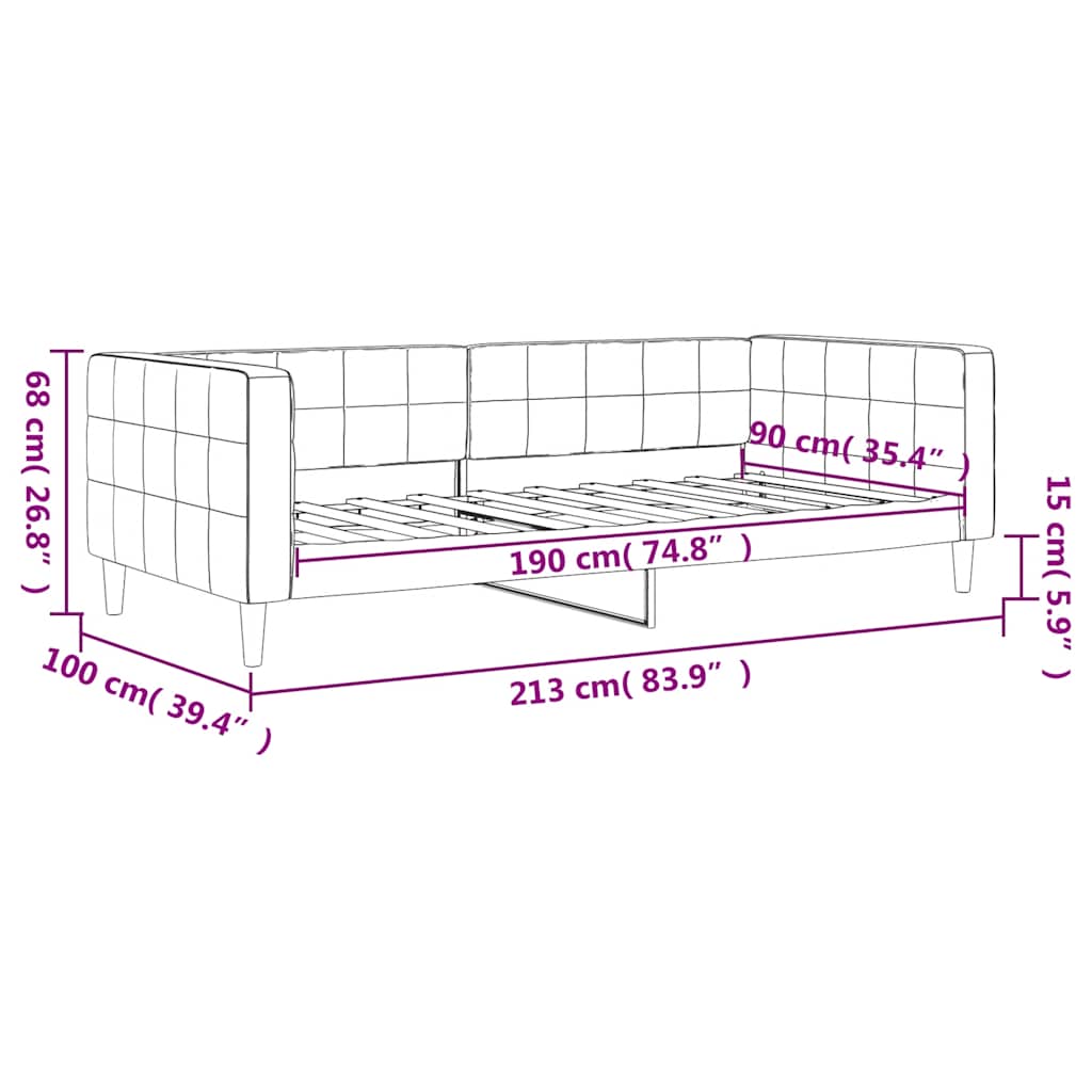 Tagesbett Dunkelgrau 90x190 cm Samt