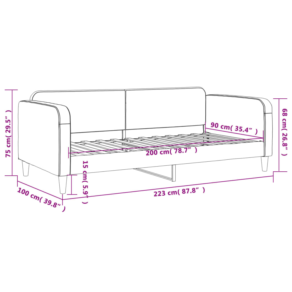 Tagesbett Creme 90x200 cm Stoff