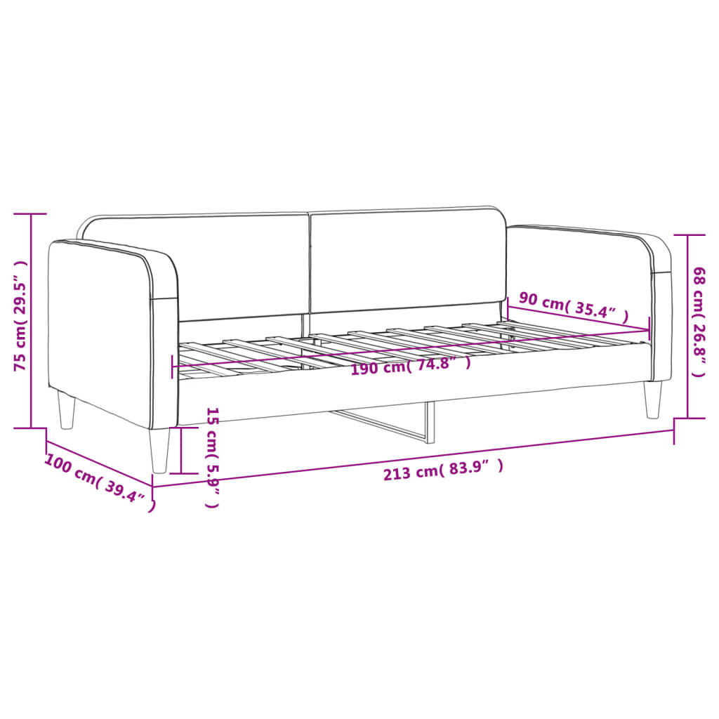 Tagesbett Dunkelgrau 90x190 cm Stoff