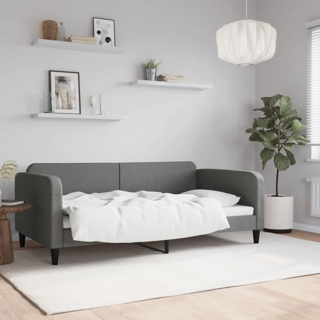 Tagesbett Dunkelgrau 100x190 cm Stoff