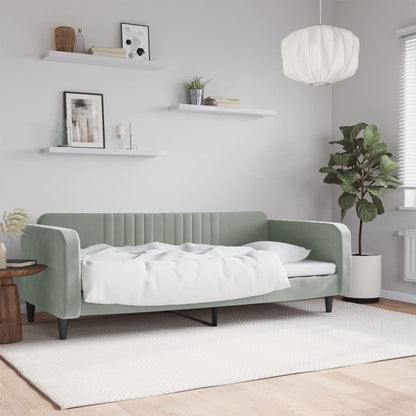 Tagesbett Hellgrau 100x190 cm Samt