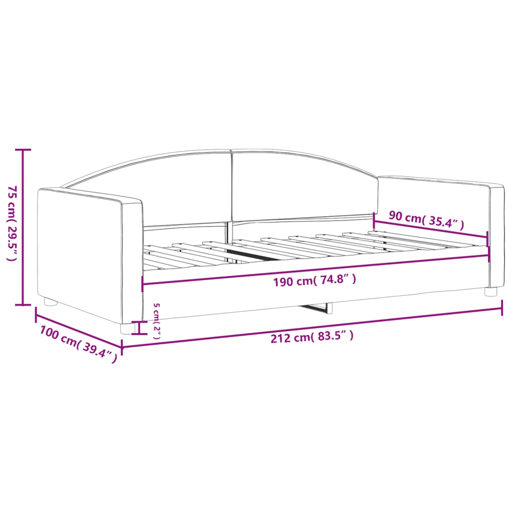 Lit de repos tissu gris clair 90x190 cm