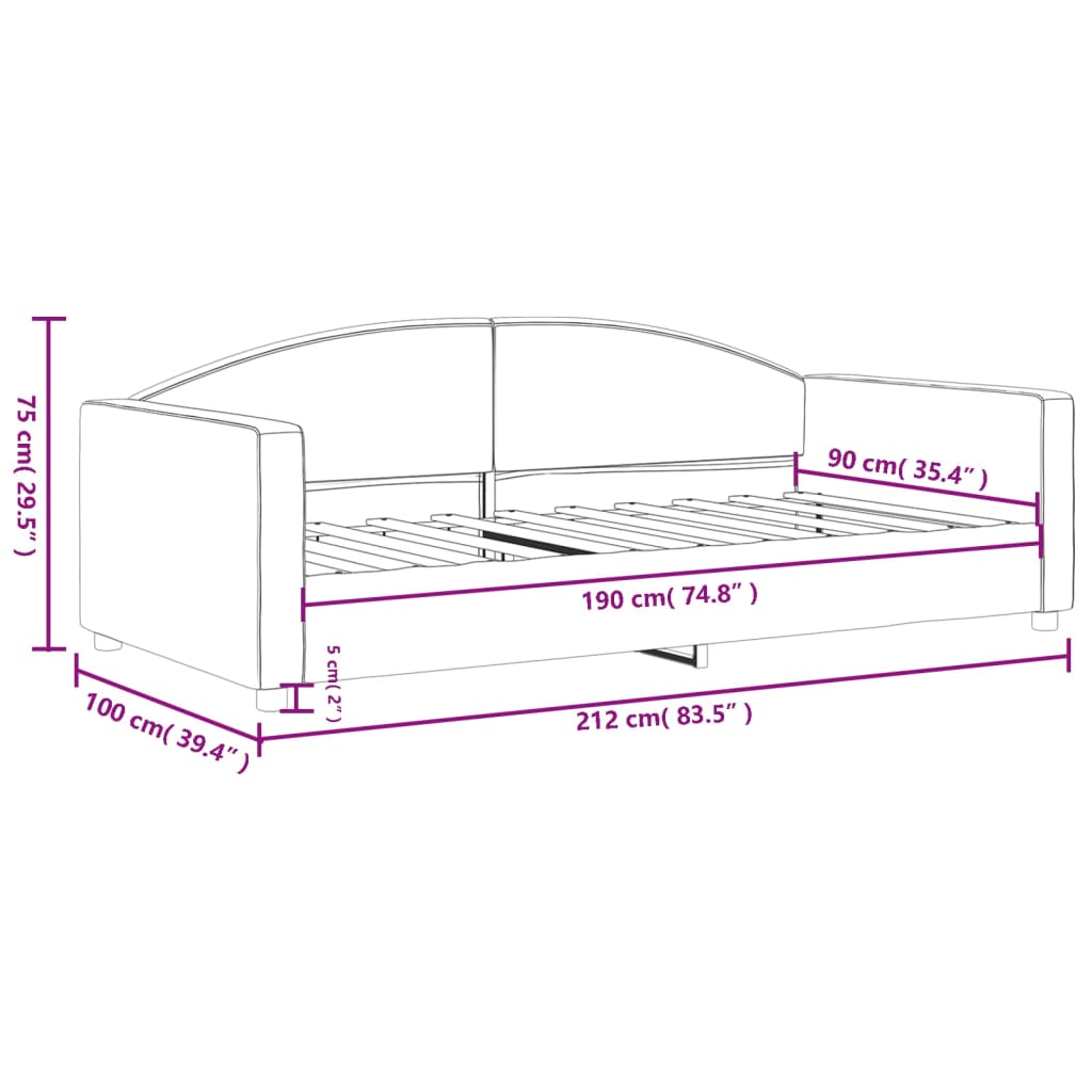 Lit de repos Tissu Noir 90x190 cm