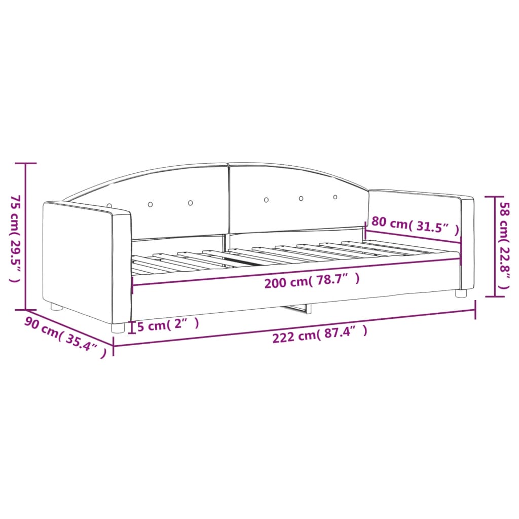 Lit de repos bleu 80x200 cm velours