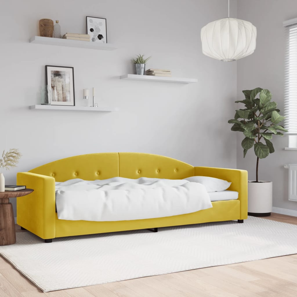 Lit de repos jaune 80x200 cm velours