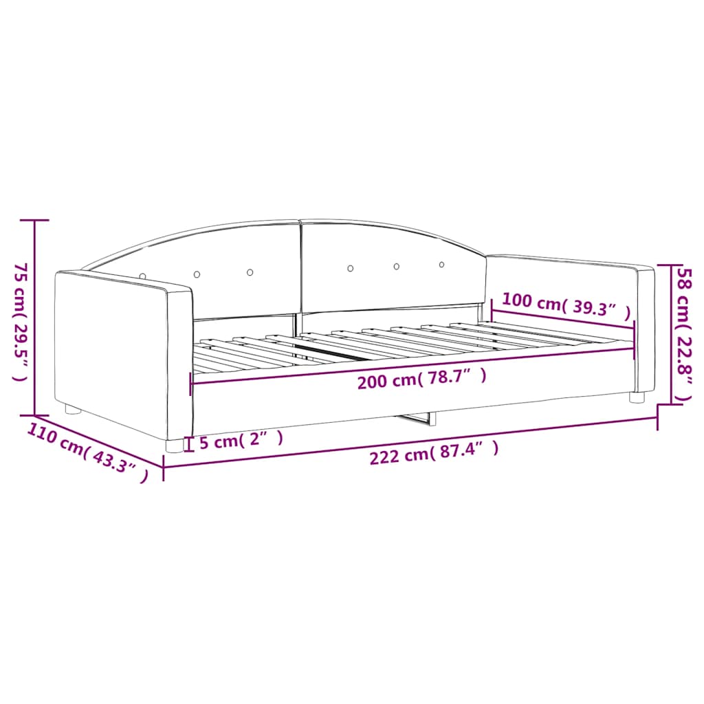 Tagesbett Gelb 100x200 cm Samt