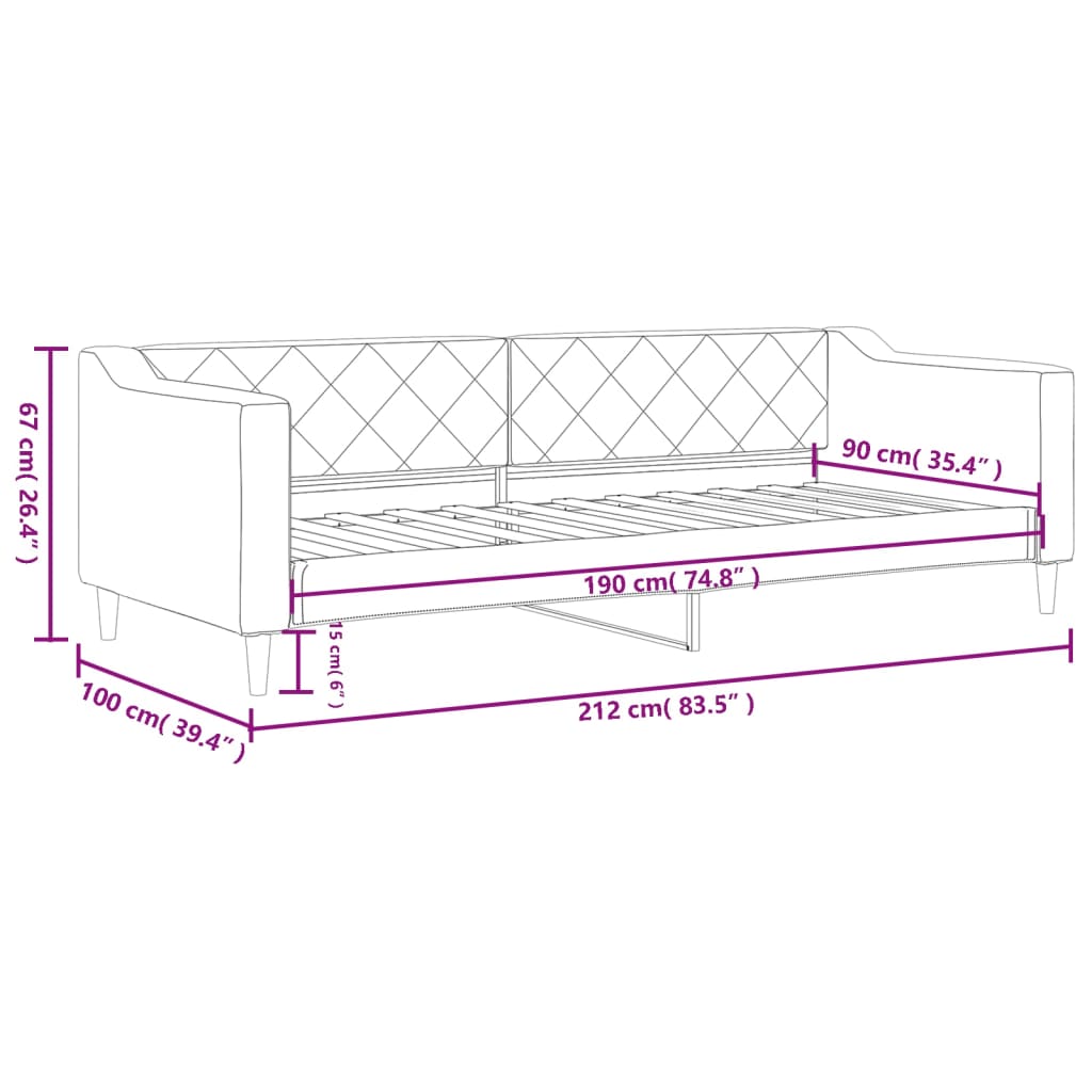 Lit de repos tissu gris clair 90x190 cm