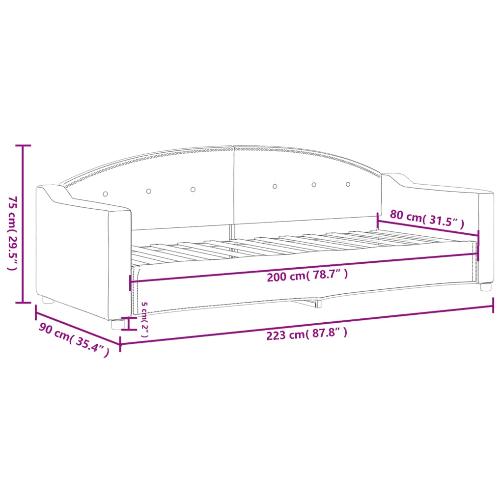 Tagesbett Hellgrau 80x200 cm Stoff