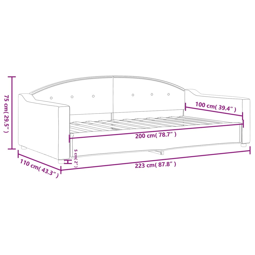 Lit de repos tissu taupe 100x200 cm