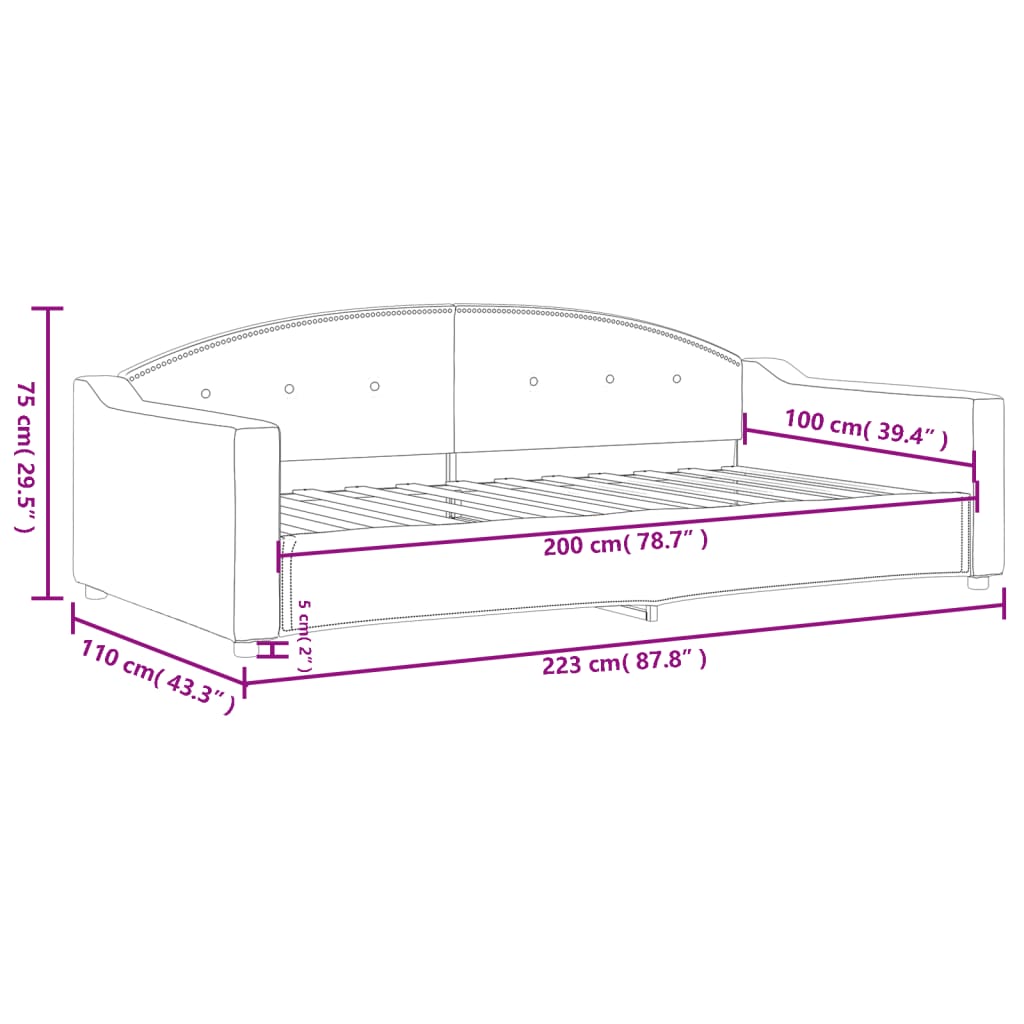 Lit de repos tissu crème 100x200 cm