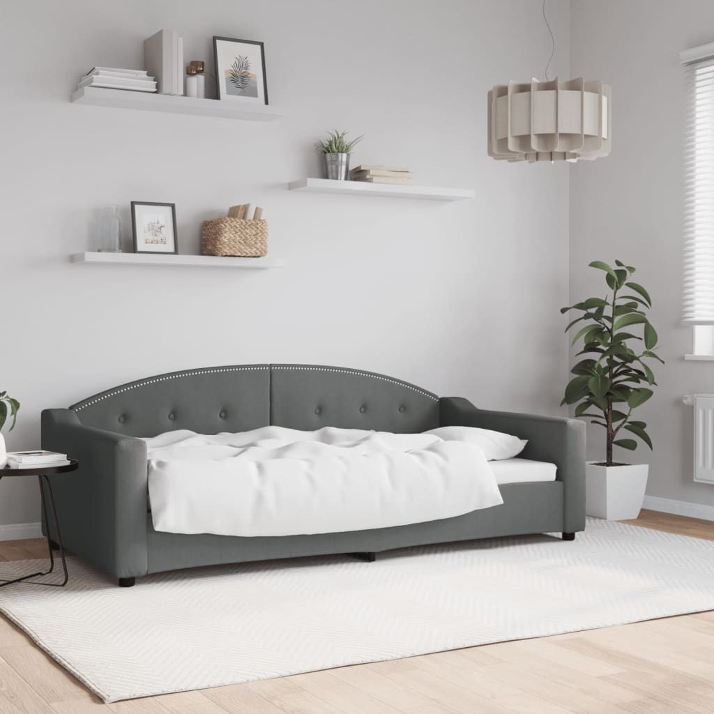 Tagesbett Dunkelgrau 90x190 cm Stoff