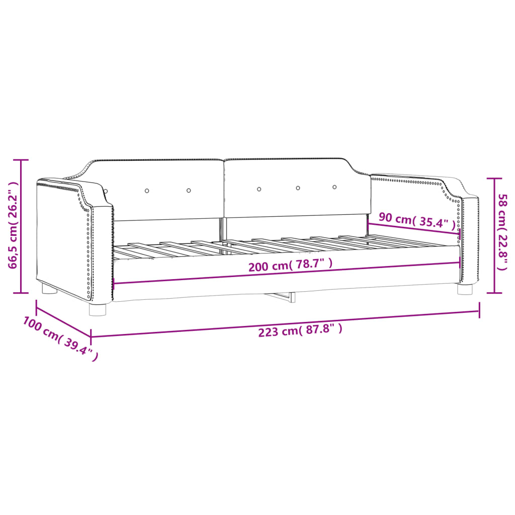 Lit de repos tissu gris foncé 90x200 cm