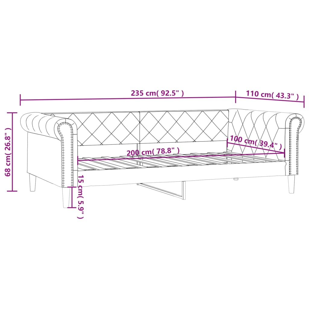 Lit de repos marron cappuccino 100x200 cm simili cuir