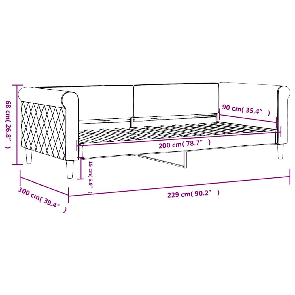 Tagesbett Blau 90x200 cm Samt