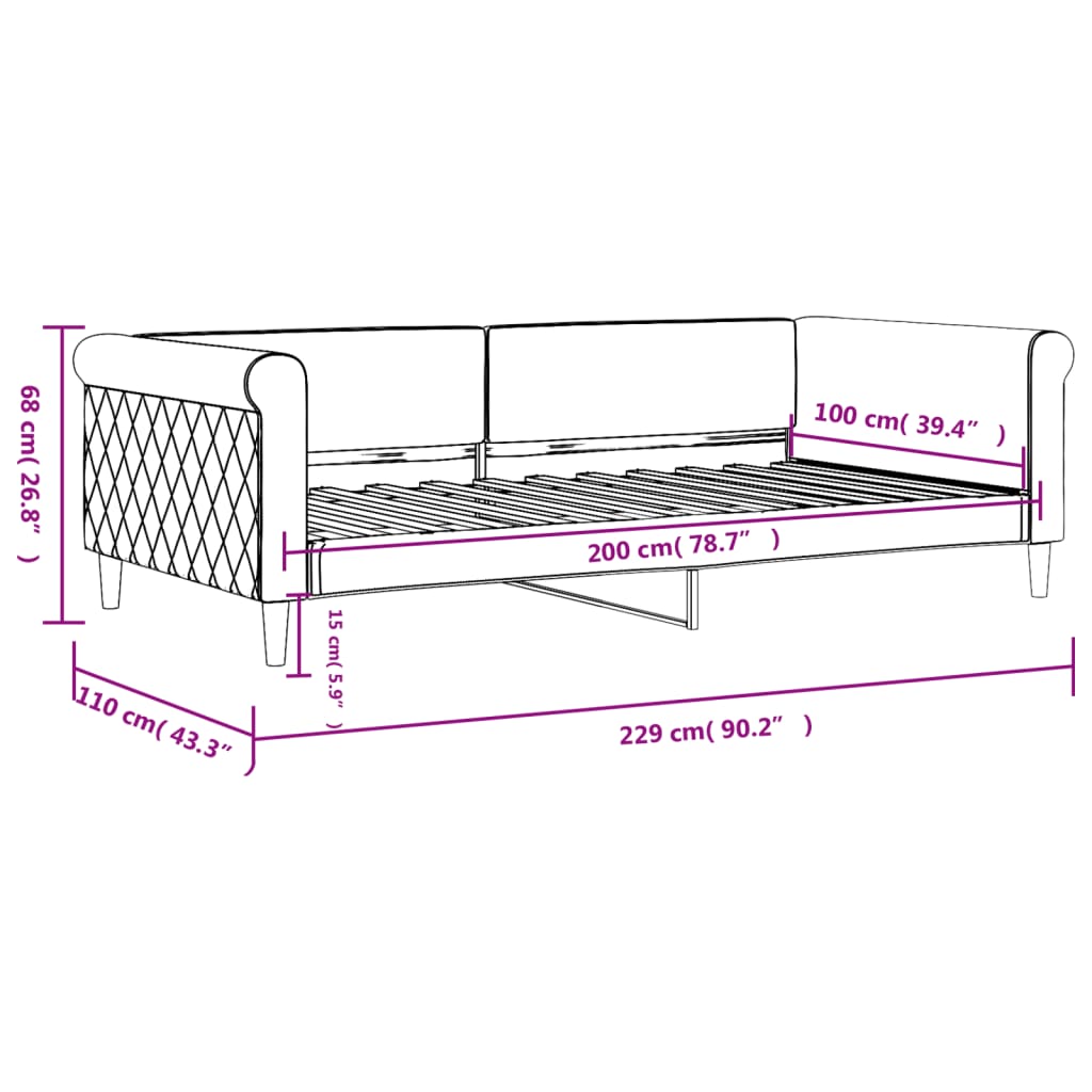 Lit de repos bleu 100x200 cm velours