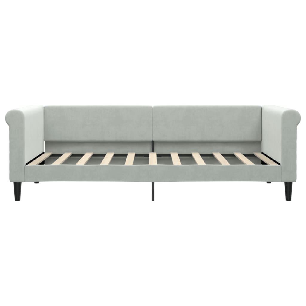 Lit de repos gris clair 90x190 cm velours