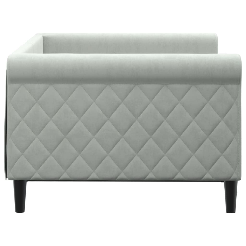 Lit de repos gris clair 90x190 cm velours