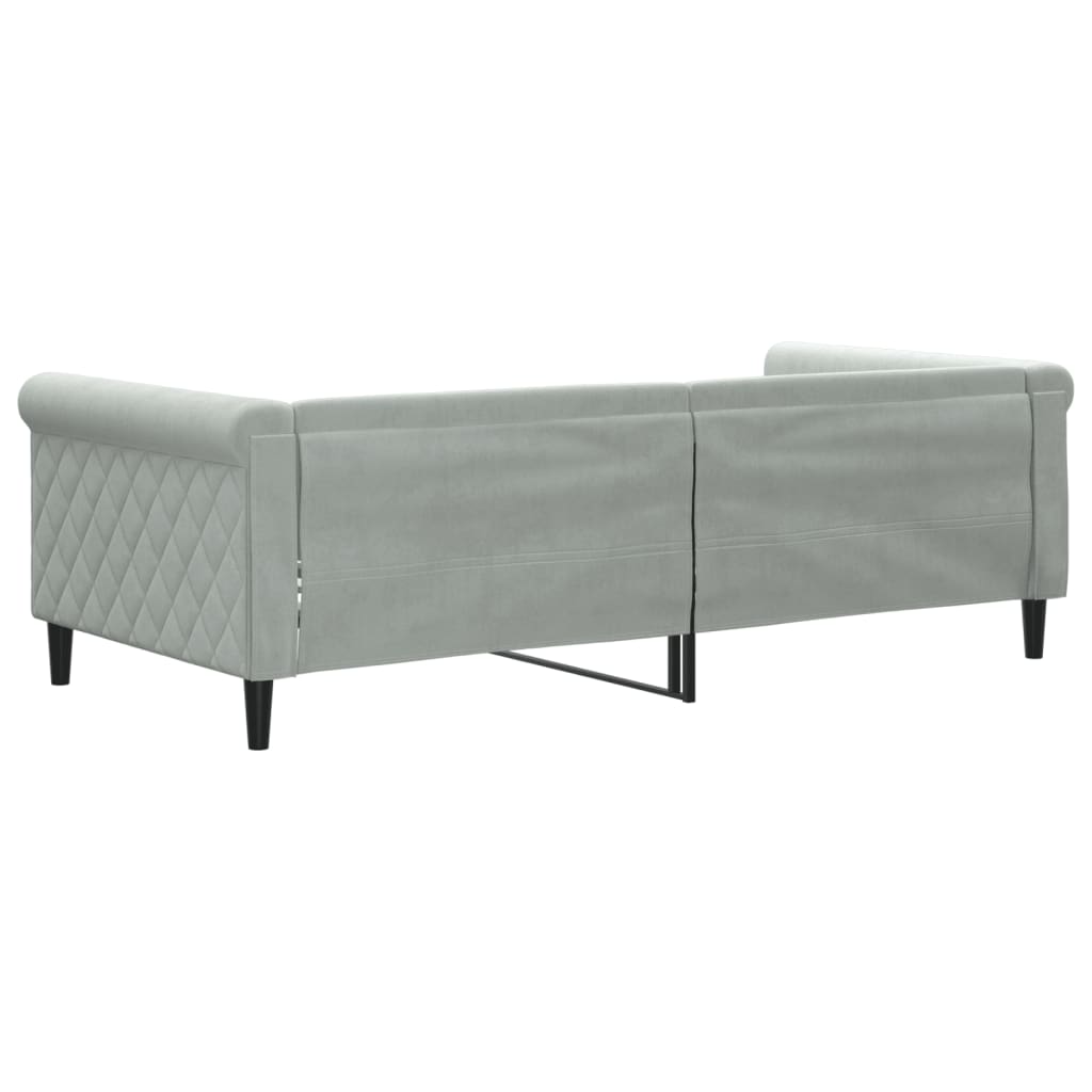 Lit de repos gris clair 90x190 cm velours