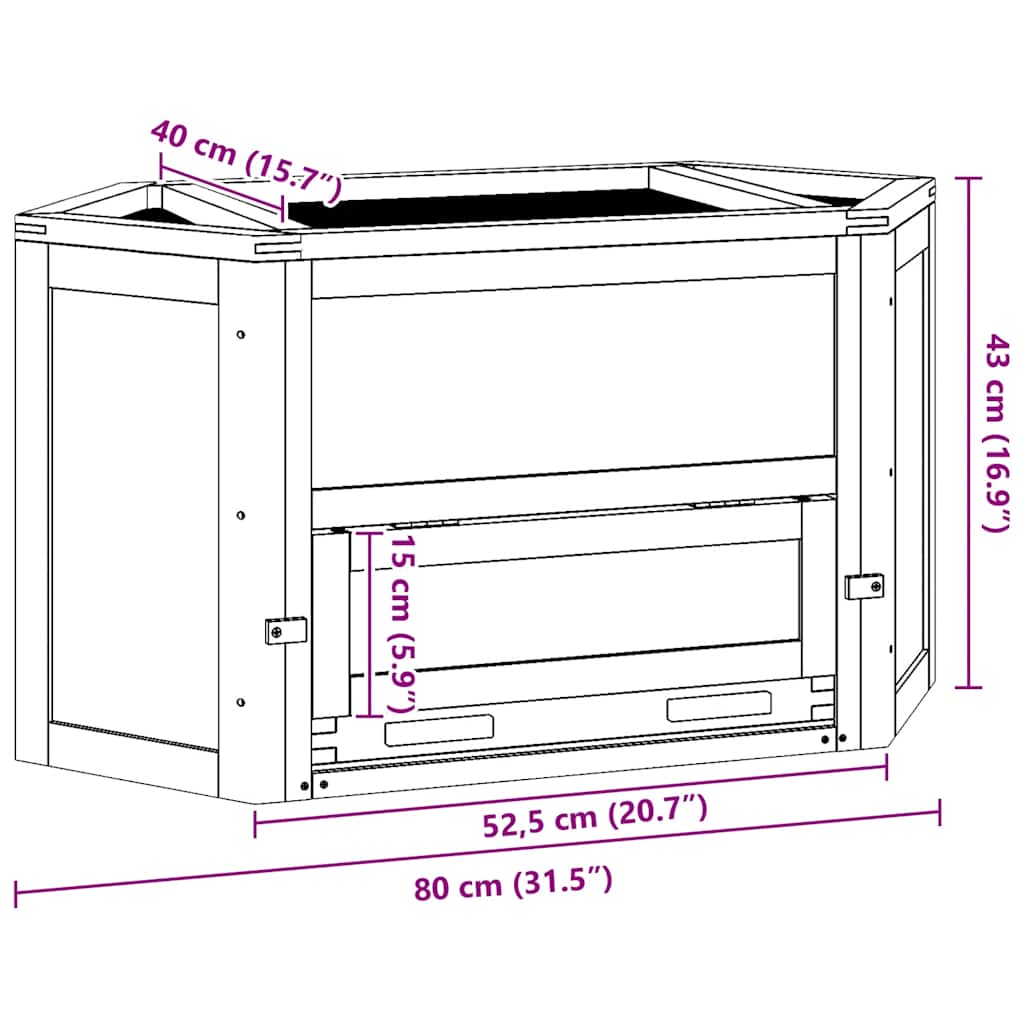 Hamsterkäfig 80x40x43 cm Massivholz Tanne
