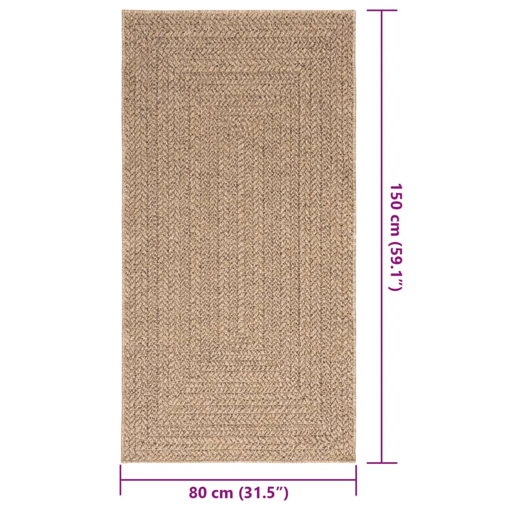 Teppich ZIZUR 80x150 cm Jute-Optik Indoor und Outdoor