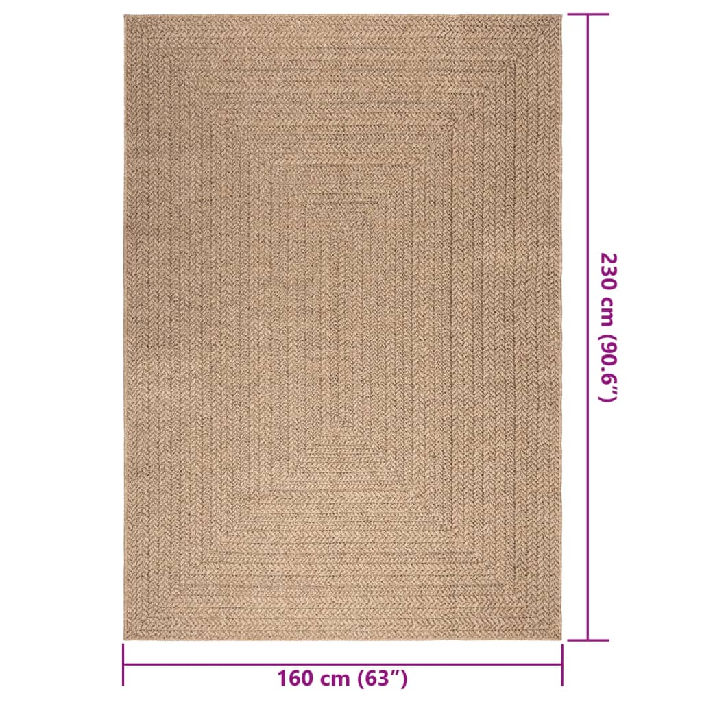 Teppich ZIZUR 160x230 cm Jute-Optik Indoor und Outdoor