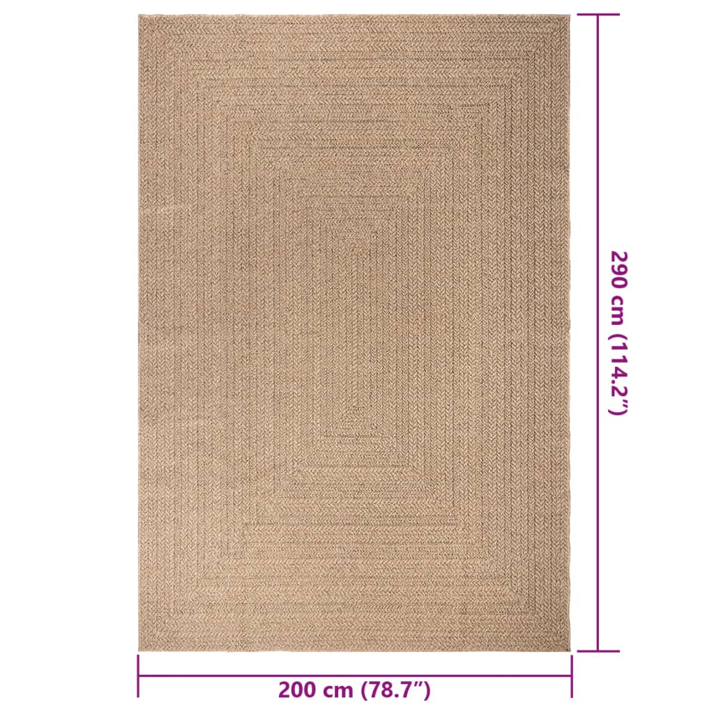 ZIZUR rug 200x290 cm jute look indoor and outdoor