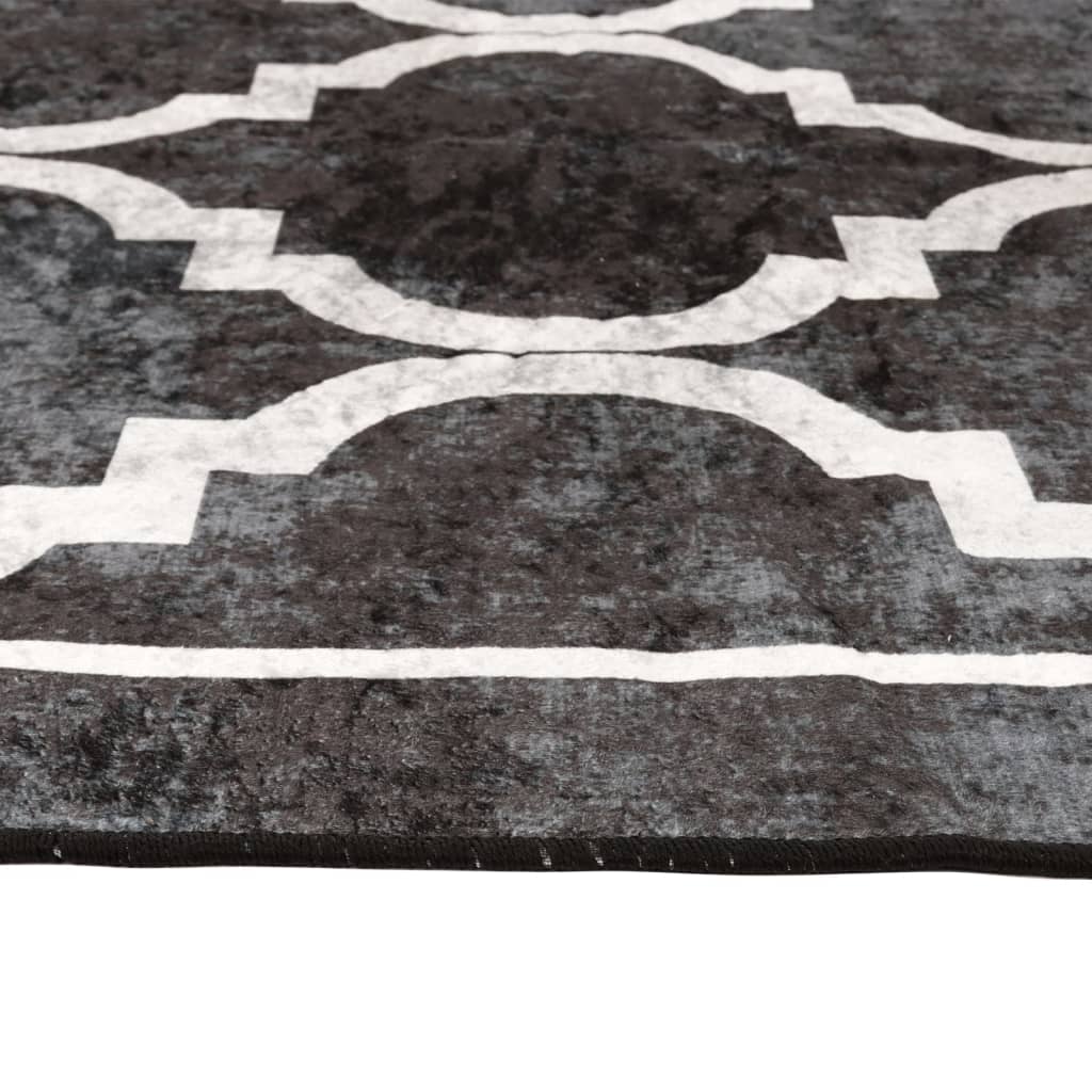 Teppich Waschbar Schwarz und Weiß 80x300 cm