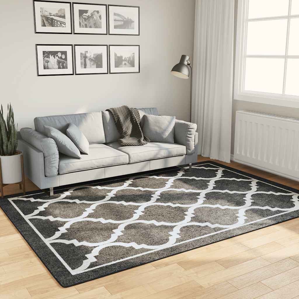 Teppich Waschbar Schwarz und Weiß 160x230 cm