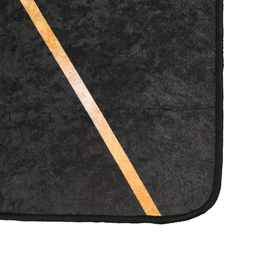 Teppich Waschbar Schwarz und Golden 80x150 cm
