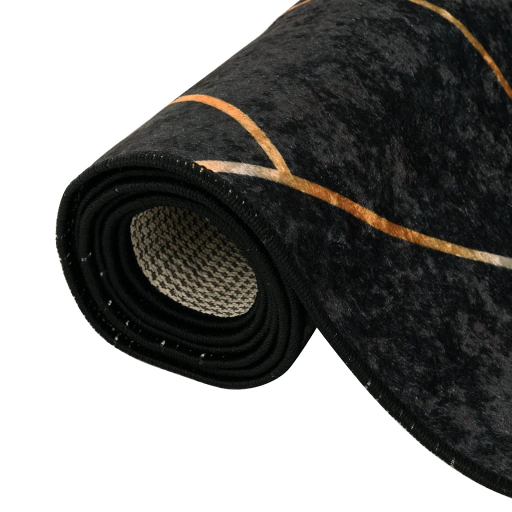 Teppich Waschbar Schwarz und Golden 80x150 cm