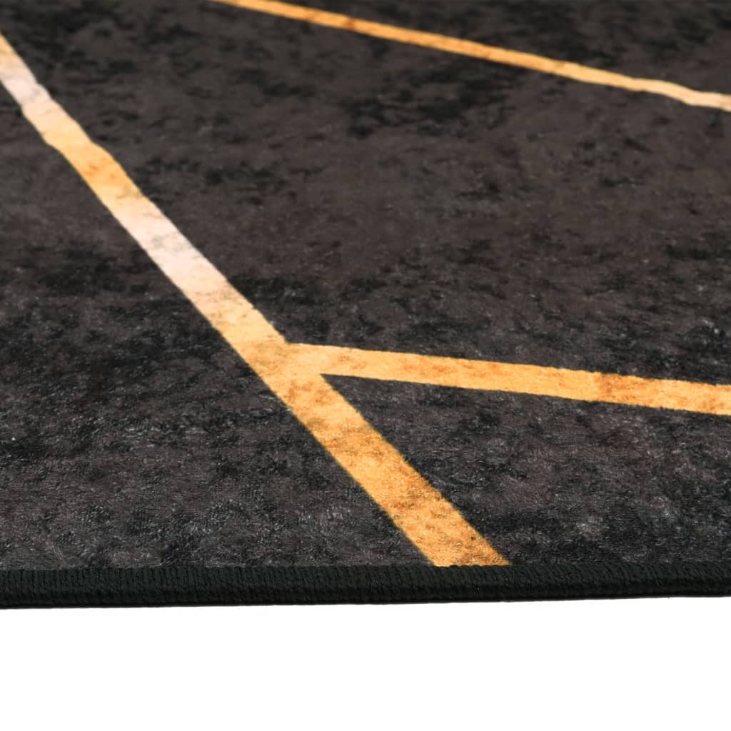 Teppich Waschbar Schwarz und Golden 80x150 cm