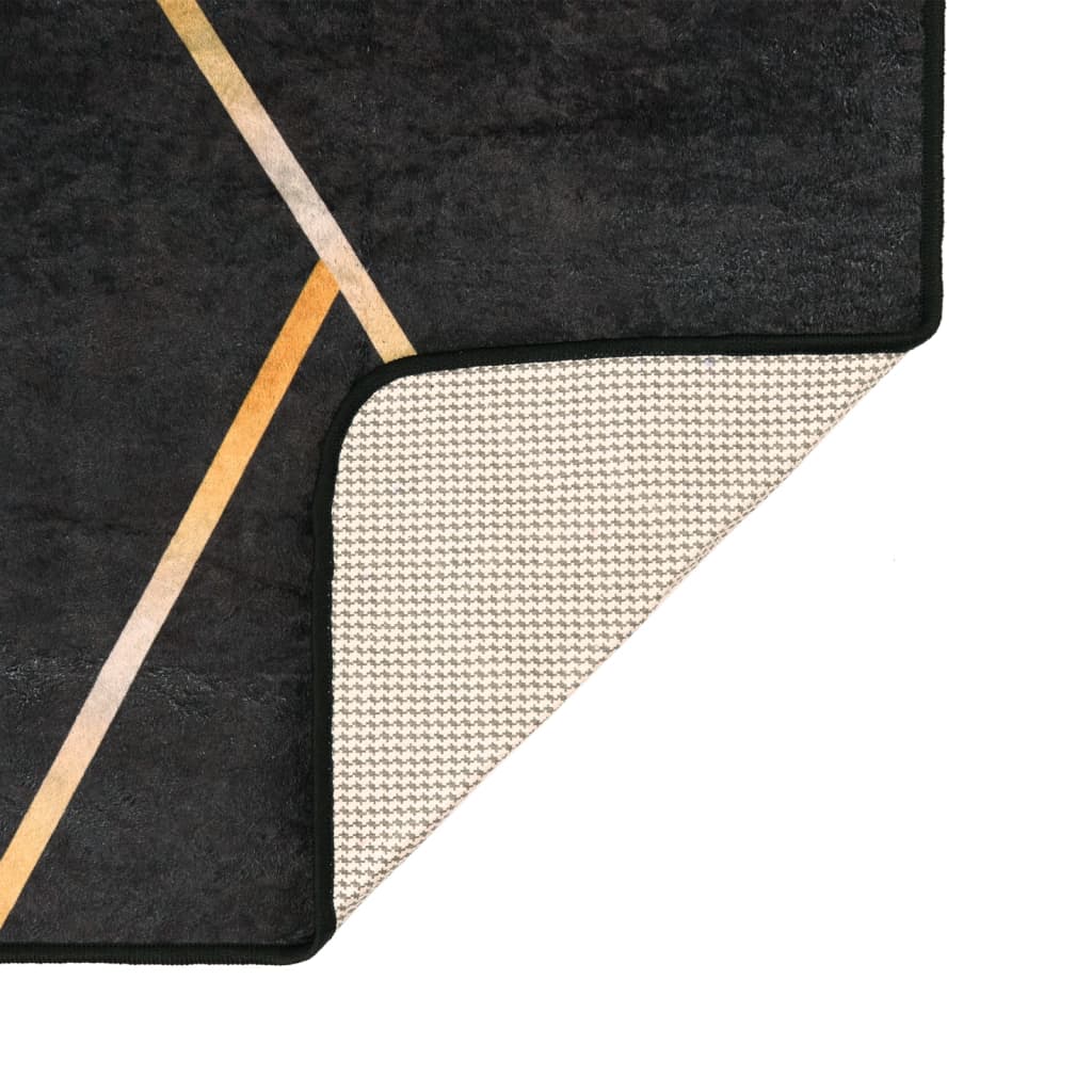 Teppich Waschbar Schwarz und Golden 190x300 cm